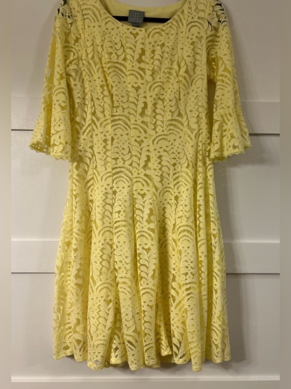 Lace Fit & Flare Dress - Yellow